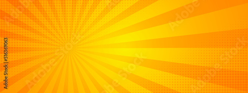 Orange Sunburst Background. Summer Banner. Vector Illustration