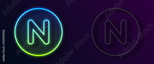 Glowing neon line Compass north icon isolated on black background. Windrose navigation symbol. Wind rose sign. Vector