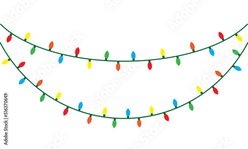 Christmas lights string isolated on white background vector
