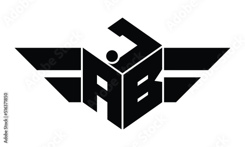 JAB three letter gaming logo in polygon cube shape logo design vector template. wordmark logo | emblem logo | monogram logo | initial letter logo | sports logo | minimalist logo | typography logo |
