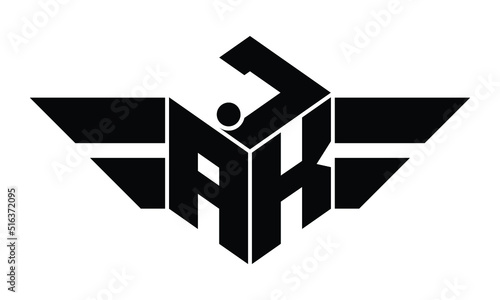 JAK three letter gaming logo in polygon cube shape logo design vector template. wordmark logo | emblem logo | monogram logo | initial letter logo | sports logo | minimalist logo | typography logo |