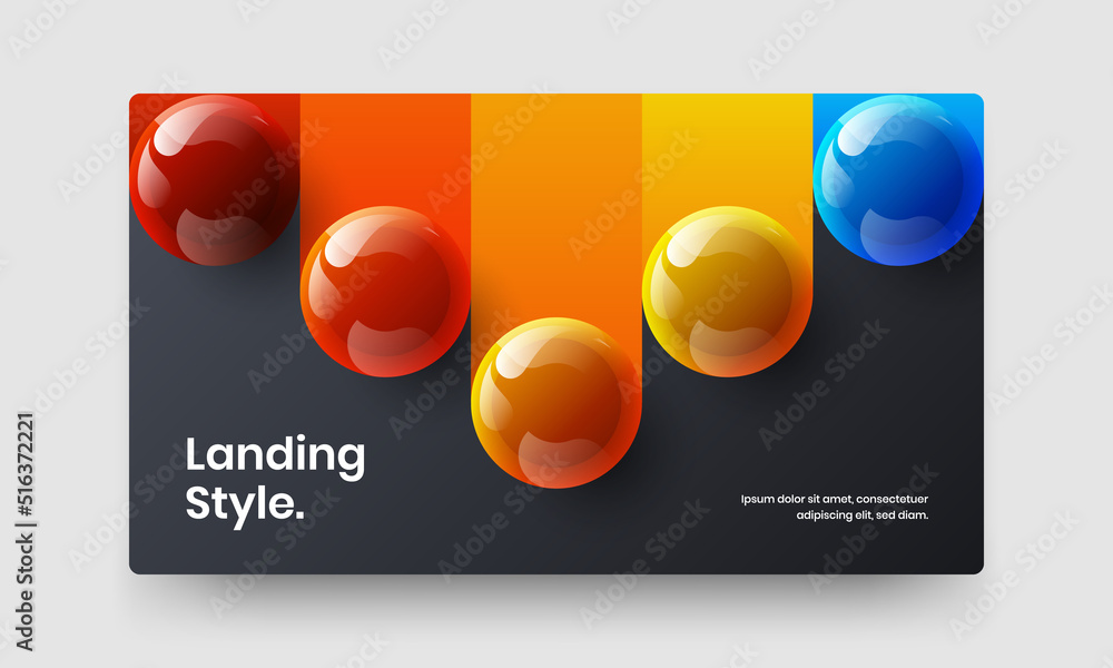 Simple journal cover vector design illustration. Abstract realistic balls web banner concept.