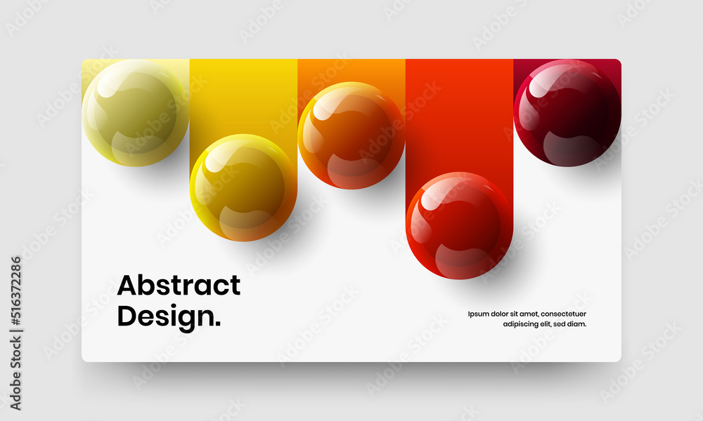 Amazing 3D balls website screen illustration. Premium horizontal cover vector design concept.