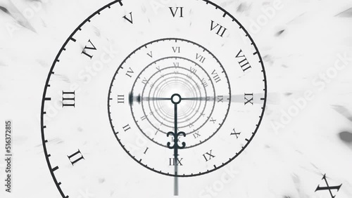 White ghostly mystical spiral time infinite clock dial