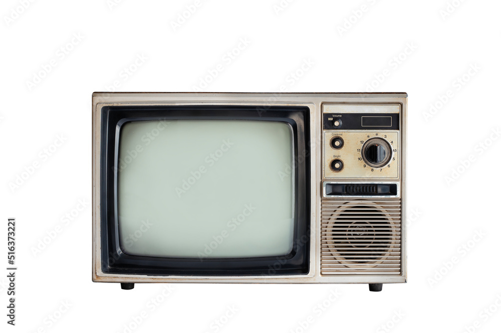 Retro old TV with blank screen isolated on white background, vintage television with clipping path Retro old TV with blank screen isolated on white background, vintage television with clipping path
