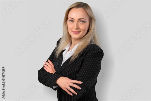 Cuadro en lienzo Caucasian successful confident young businesswoman ceo boss bank employee worker