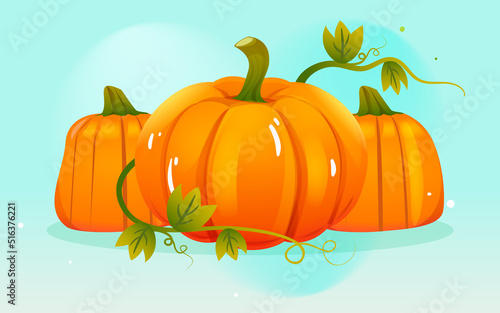 Autumn festival, harvest season, character harvest pumpkin, vector illustration