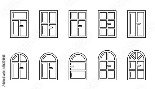 Set Windows line icon. Architecture elements. Linear icons isolated on white background.