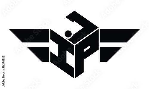 JIP three letter gaming logo in polygon cube shape logo design vector template. wordmark logo | emblem logo | monogram logo | initial letter logo | sports logo | minimalist logo | typography logo |