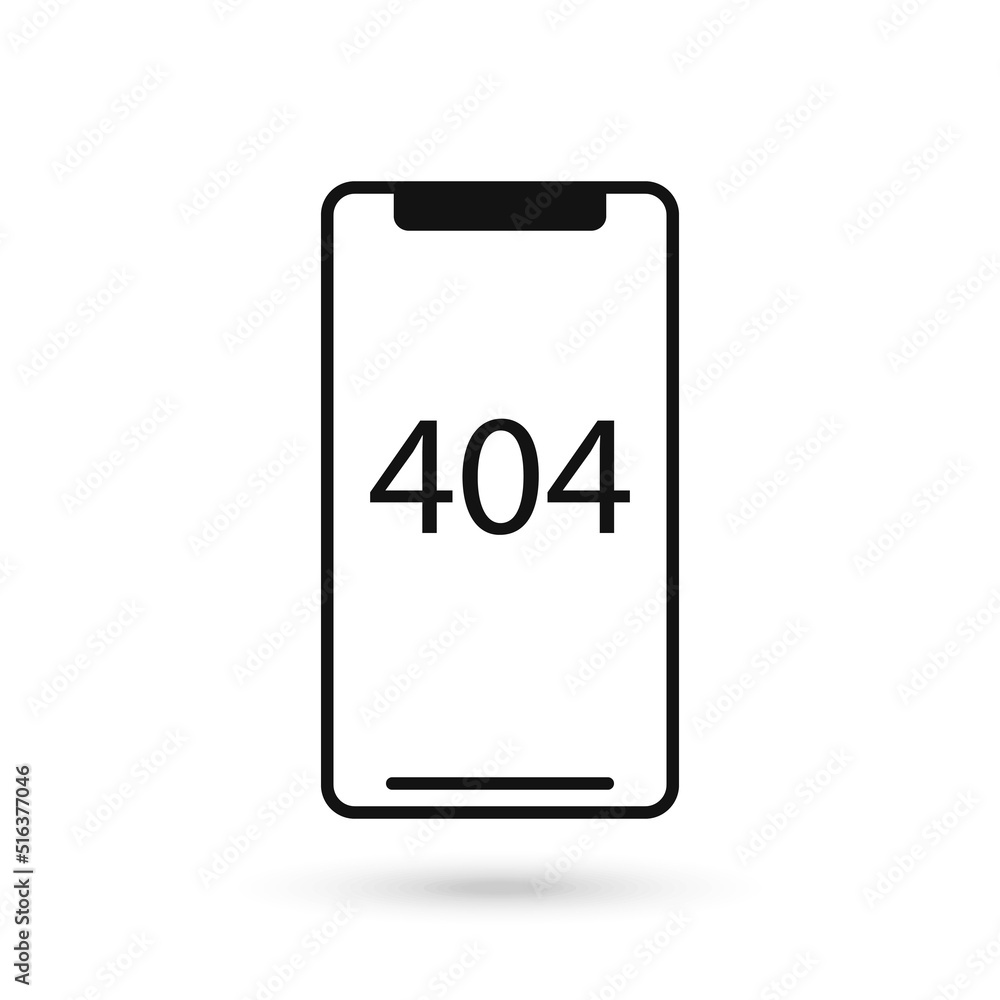 Mobile phone flat design icon with not found 404 sign. Mobile phone flat design icon with not found 404 sign.