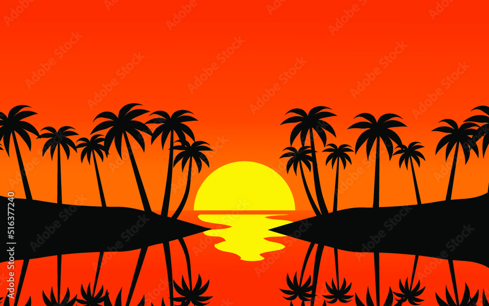 Obraz premium palm trees at sunset