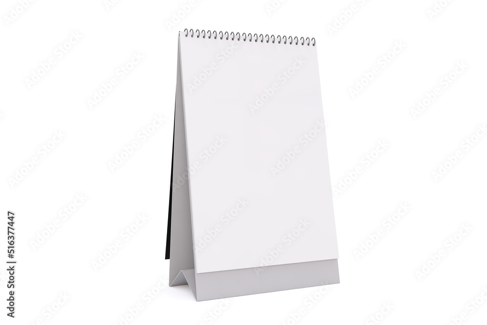Wall bind paper calendar with iron spiral isolated on white background