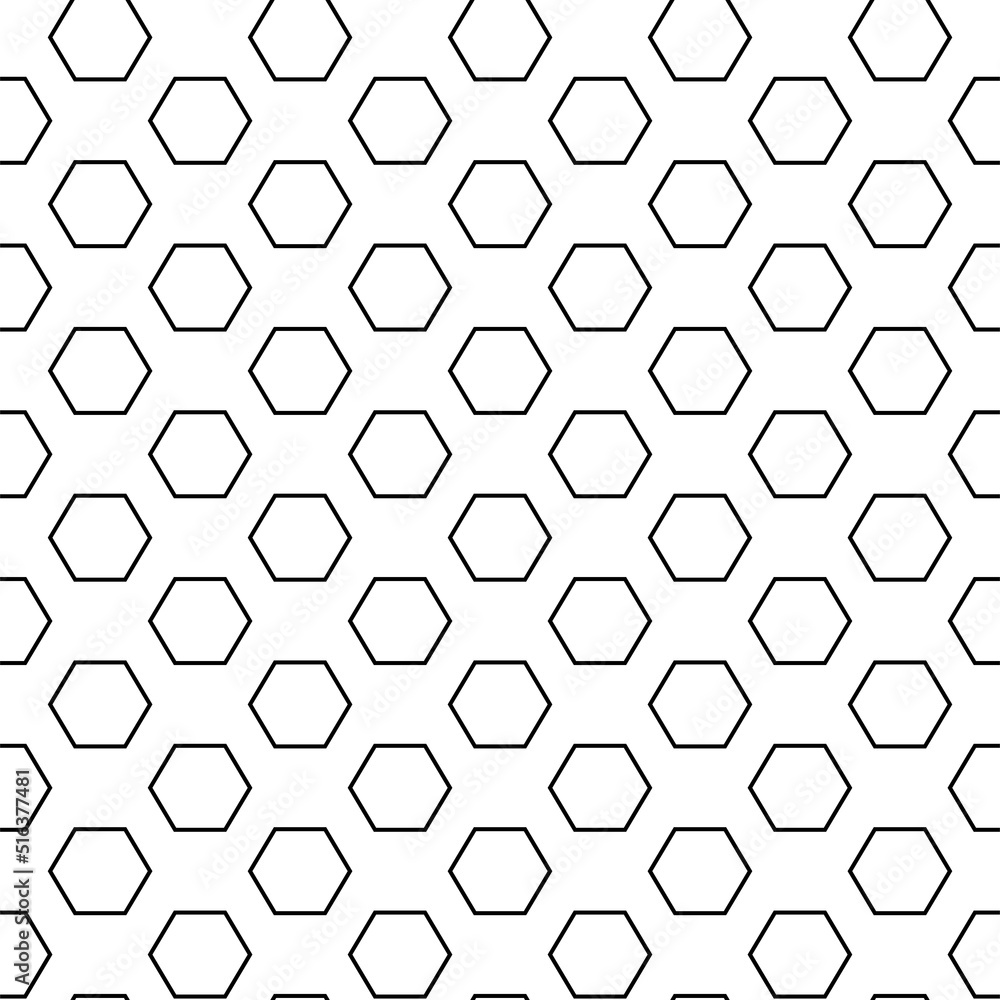 Vector illustration. The texture of the contour hexagon. Black and white geometric seamless pattern. Mosaic abstract background. Hexagonal repeating geometric polygon texture. Vector illustration. The texture of the contour hexagon. Black and white geometric seamless pattern. Mosaic abstract background. Hexagonal repeating geometric polygon texture.