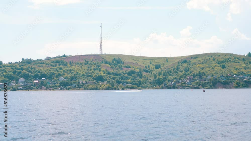 Green hill with village houses. Verhniy uslon, Kazan