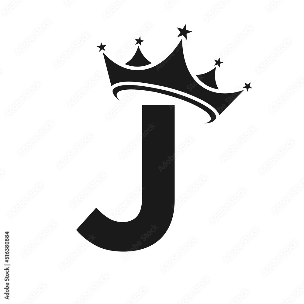 Letter J Crown Logo. Crown Logo on Letter J Vector Template for Beauty,  Fashion, Star, Elegant, Luxury Sign Stock Vector | Adobe Stock