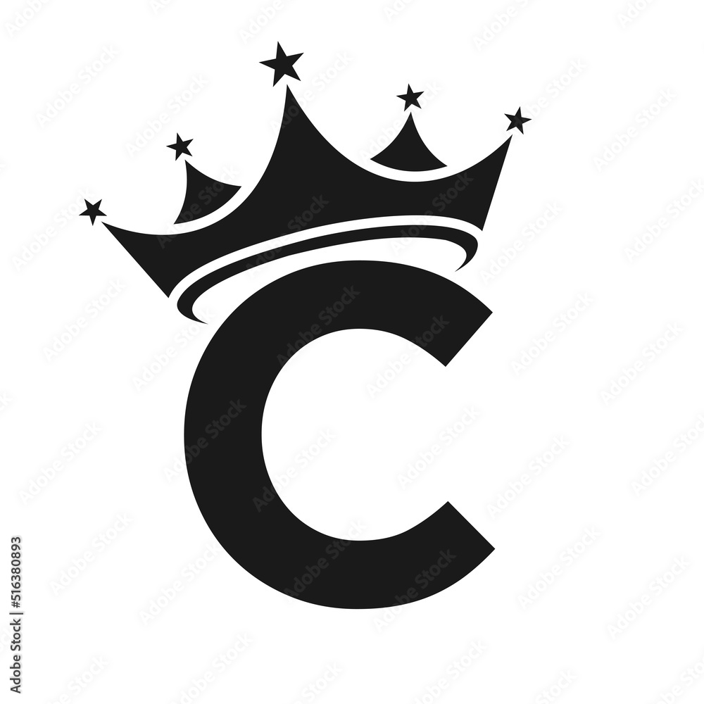 Letter C Crown Logo. Crown Logo on Letter C Vector Template for Beauty ...