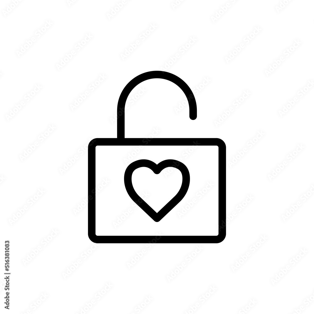 Open lock icon with heart. Icon related to wedding. line icon style. Simple design editable Open lock icon with heart. Icon related to wedding. line icon style. Simple design editable