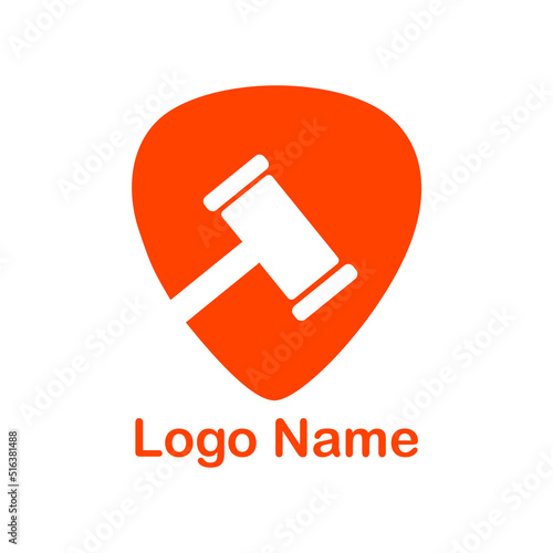 Hammer with Logo Name editable text for law or jurisdiction related company logo design