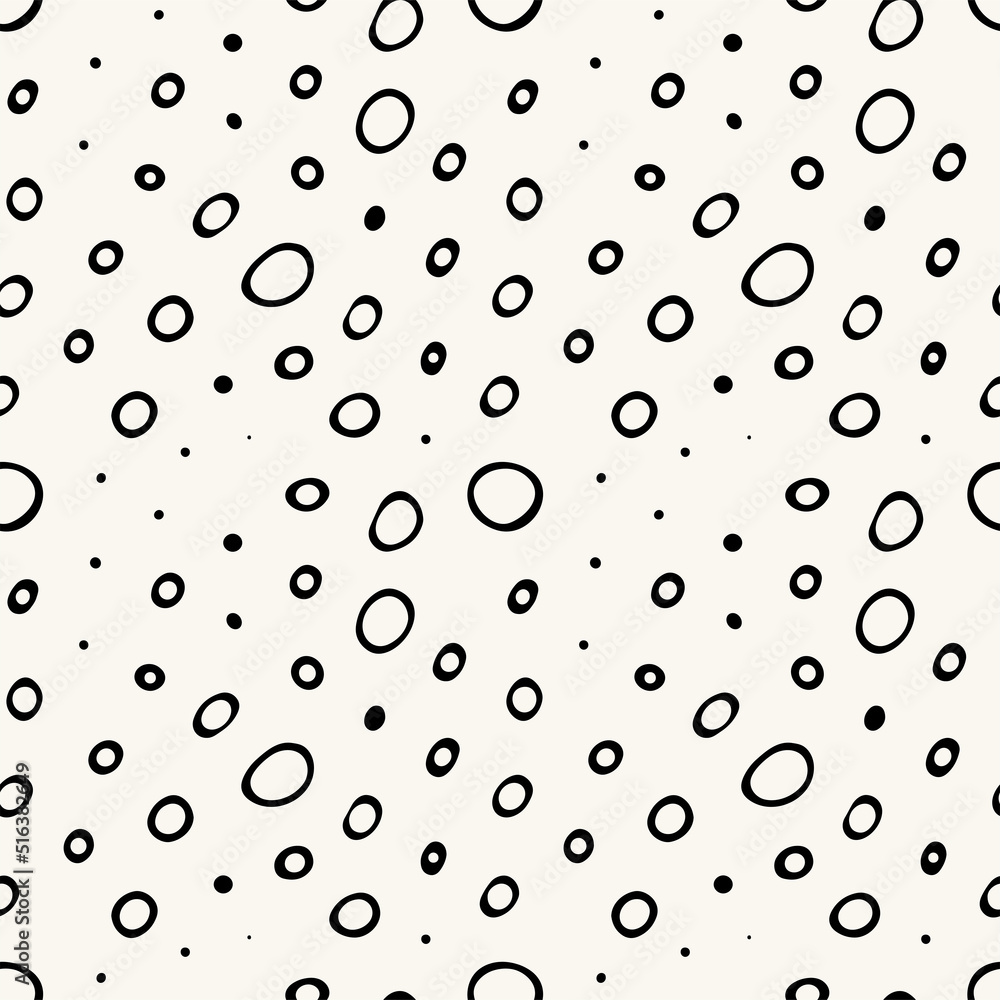 Vector seamless pattern. Monochrome organic shapes. Stylish structure of natural spots. Hand drawn abstract background. Can be used as swatch. Spotty monochrome print.