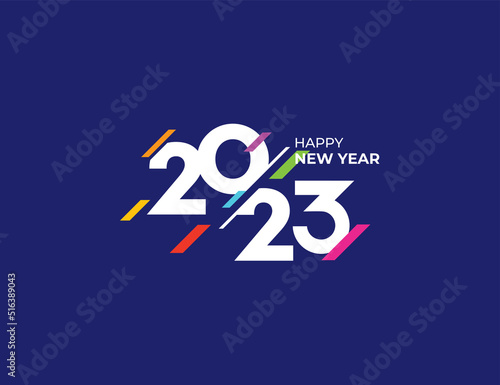 Colorful 2023 New Year logo vector background