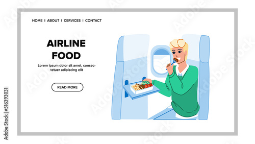 airplane food vector. airline meal, flight travel, aircraft tray eat airplane food web flat cartoon illustration