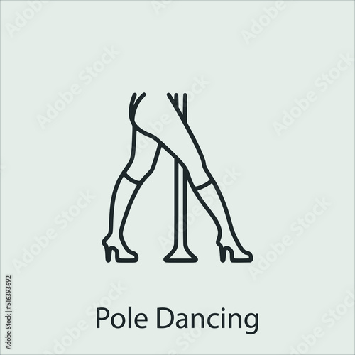 pole dancing icon vector icon.Editable stroke.linear style sign for use web design and mobile apps,logo.Symbol illustration.Pixel vector graphics - Vector