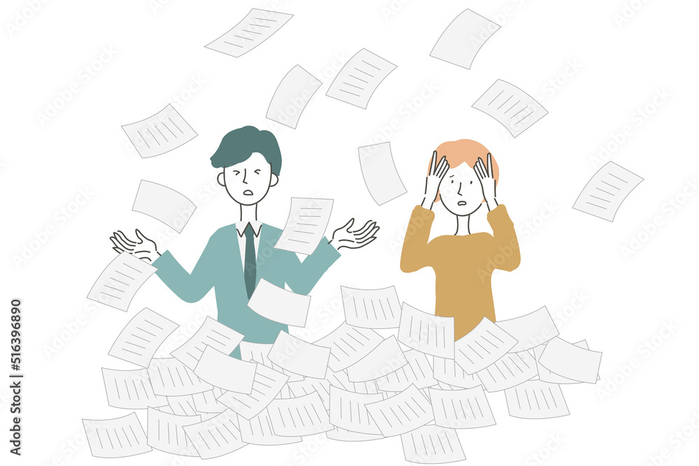 書類の山に埋もれる男性と女性 ビジネスイメージ イラスト Vektornyj Obekt Stock Adobe Stock 書類の山に埋もれる男性と女性 ビジネスイメージ イラスト Vektornyj Obekt Stock Adobe Stock