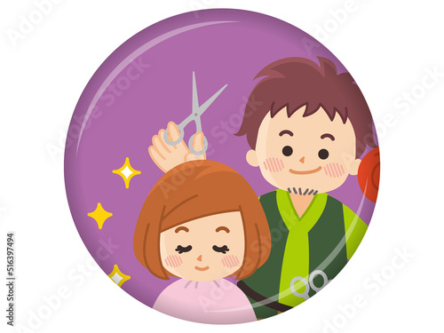 美容師の男性と若い女性のお客様