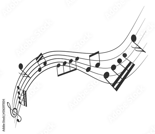 Melody spreading. Music note bearer line icon