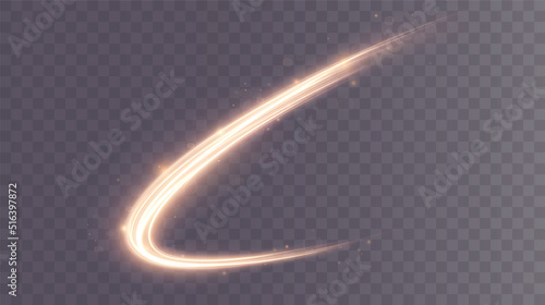 Light golden Twirl. Curve light effect of golden line. Luminous golden circle. Light gold pedistal, podium, platform, table. Vector PNG. 