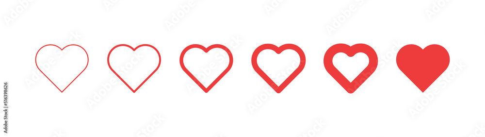 Heart icons. Set of heart pictogram. Valentine's day and love symbol.
