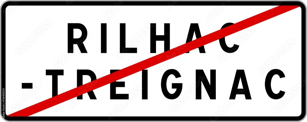 Panneau sortie ville agglomération RilhacTreignac / Town exit sign