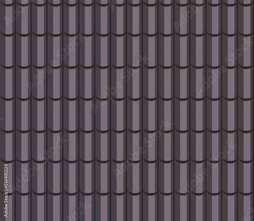 Seamless tile roof. Textured pattern of repeat ceramic rooftop. Clay tiles texture of house covering. Shingles illustration