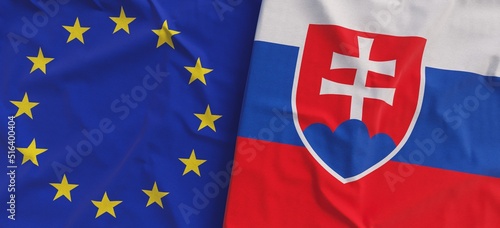 Canvas Print Flags of EU and Slovakia