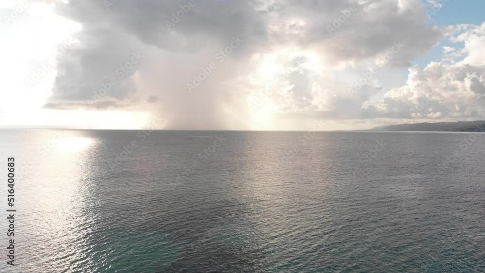 Drone shot of peaceful caribbean sea in the afternoon Drone shot of peaceful caribbean sea in the afternoon