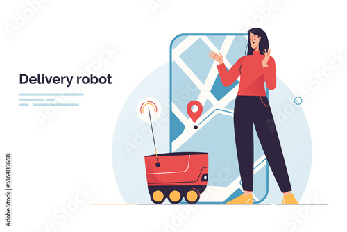 Vector illustration on the subject of robot delivery service