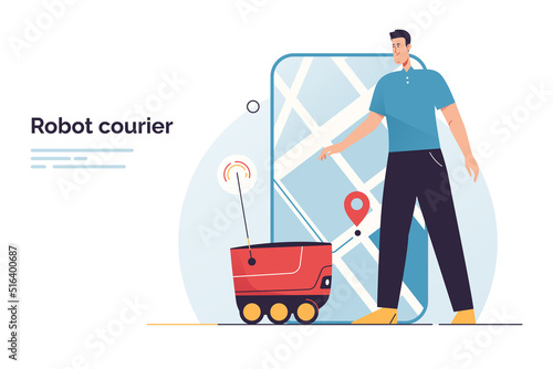 Vector illustration on the subject of robot delivery service