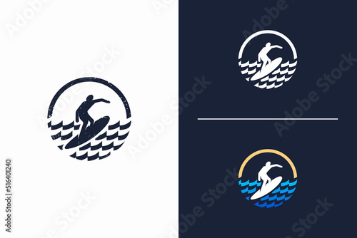 Surfer logo icon with circle shape