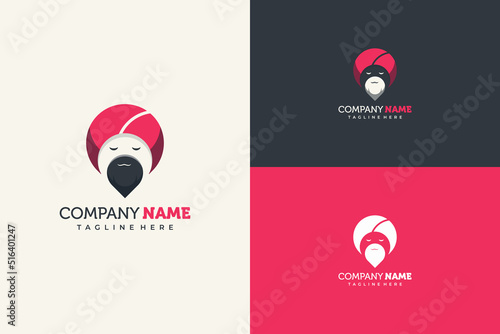 logo guru mascot with turban and beard
