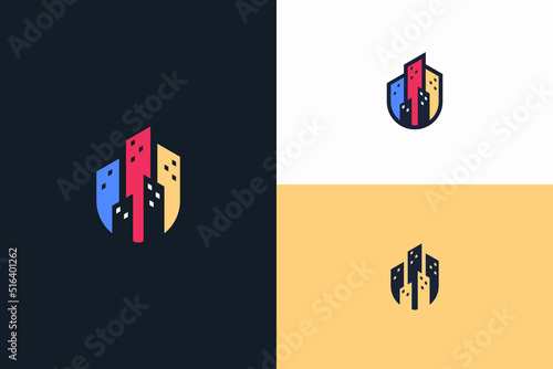 abstract urban logo with letter U
