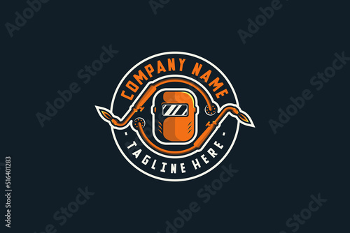 welding helmet logo with circle shape