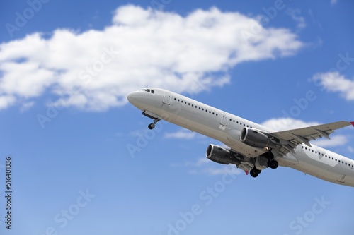 Aeroflot big passenger plane in the blue sky.