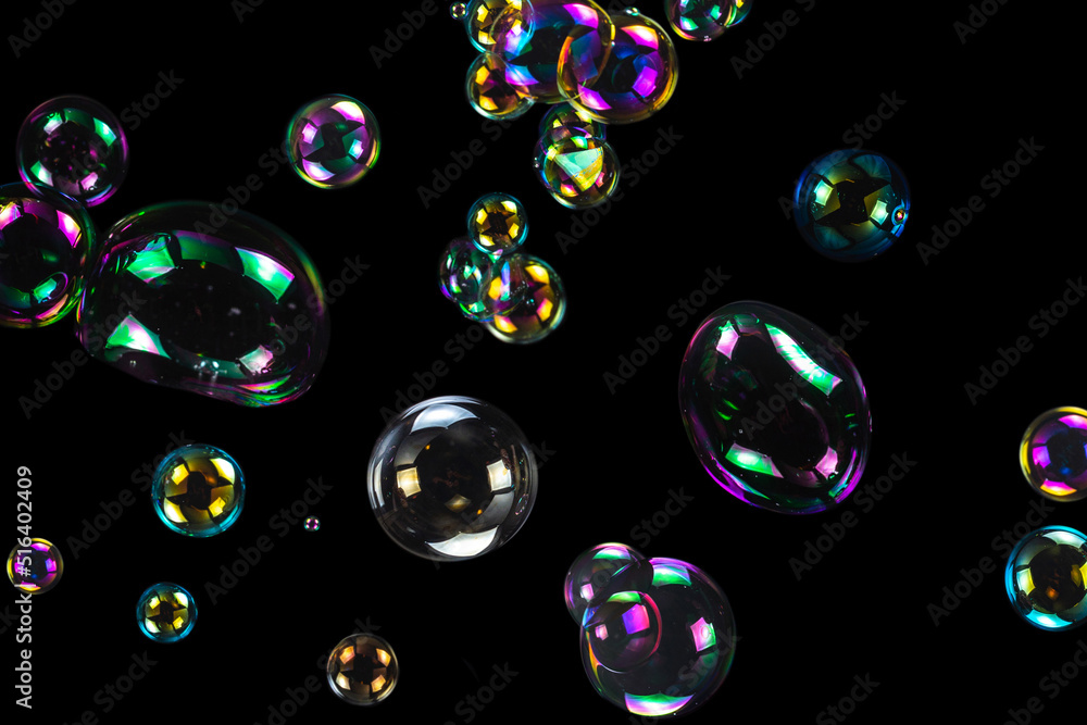 Soap bubbles isolated on a black background Soap bubbles isolated on a black background