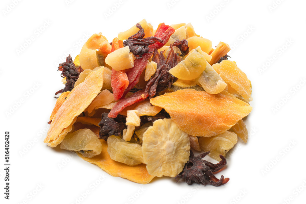 Mix of dried exotic fruit, mangos,slices of pineapples, passion fruit, papaya. Mix of dried exotic fruit, mangos,slices of pineapples, passion fruit, papaya.