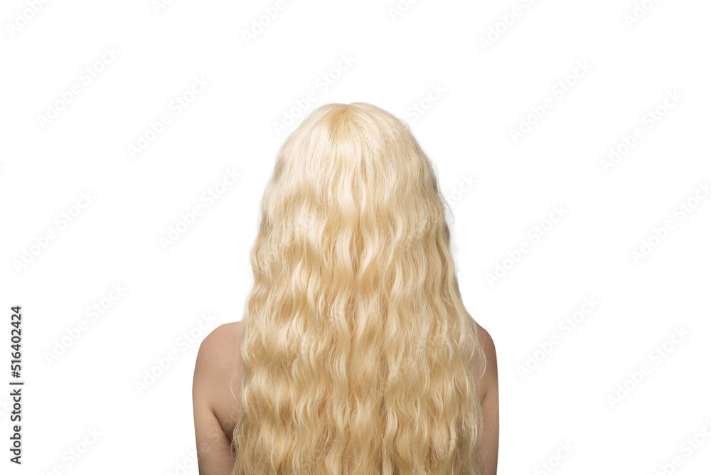 Naklejka premium Woman with long blond and curly hair.