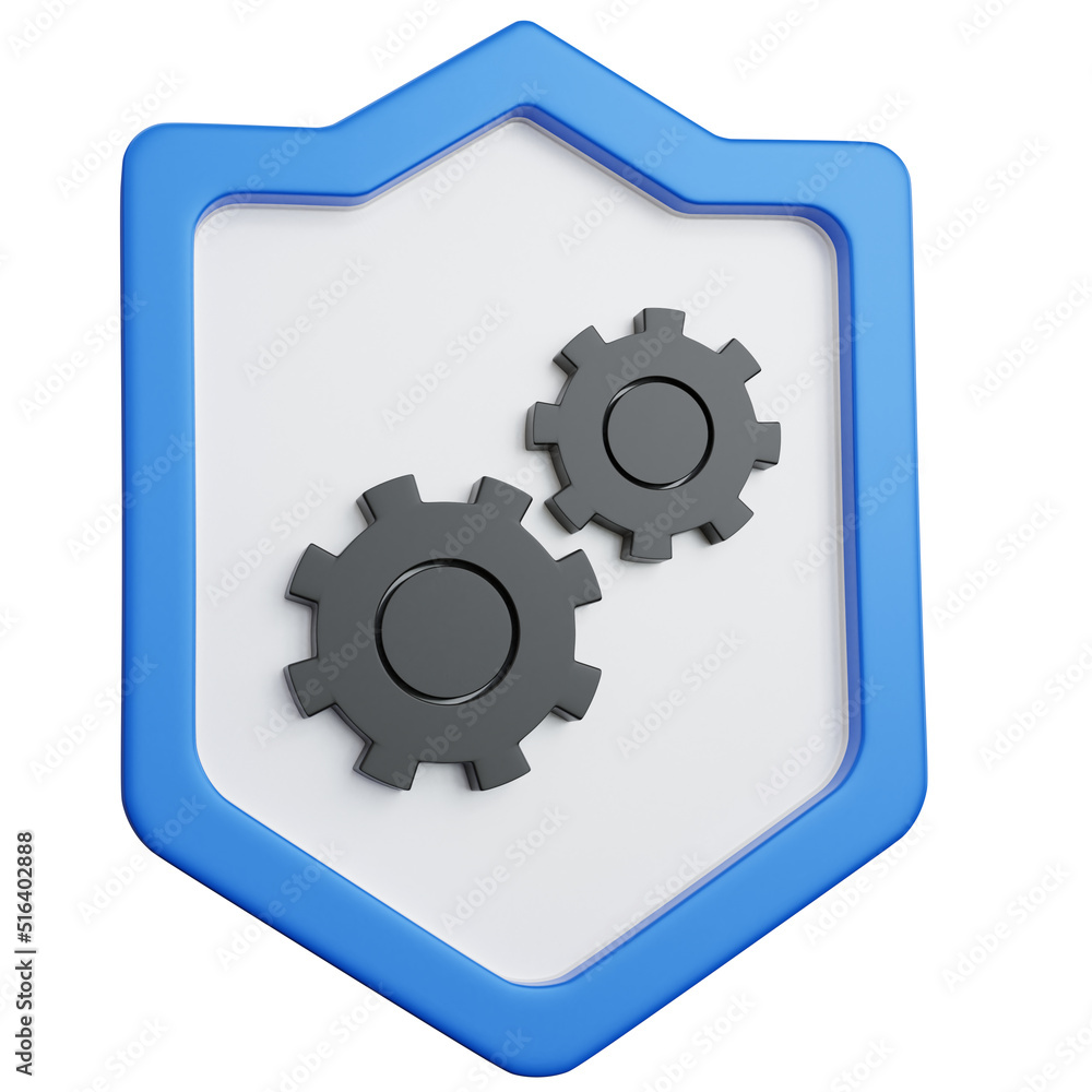 3d rendering blue shield with icon black settings isolated 3d rendering blue shield with icon black settings isolated