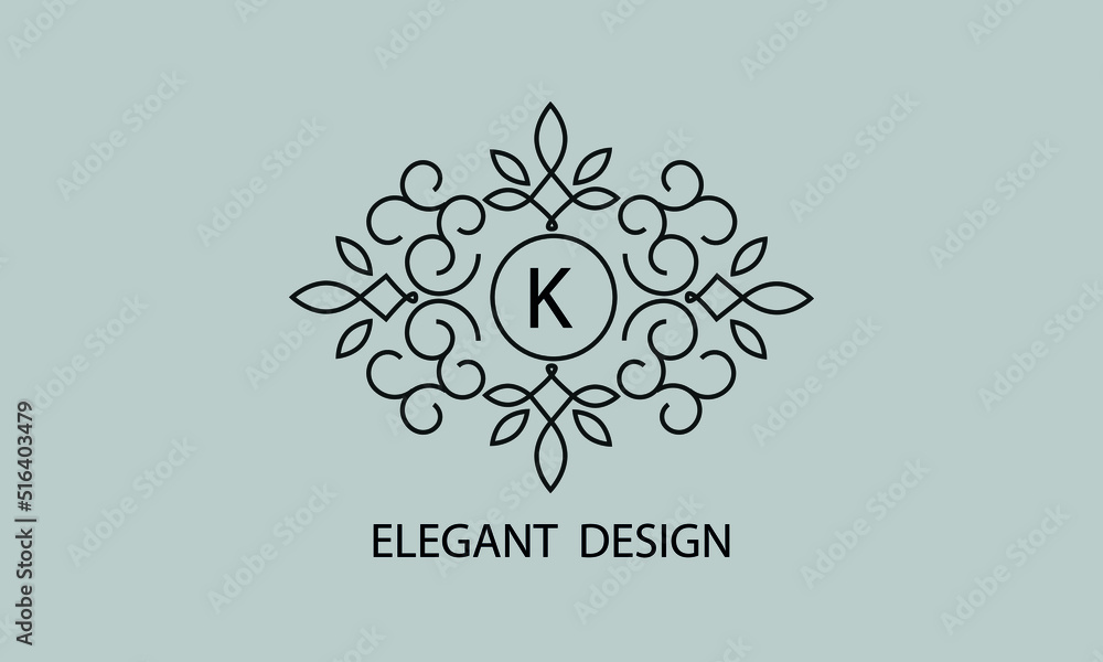 Stylish and elegant letter K monogram template. Vector logo ...