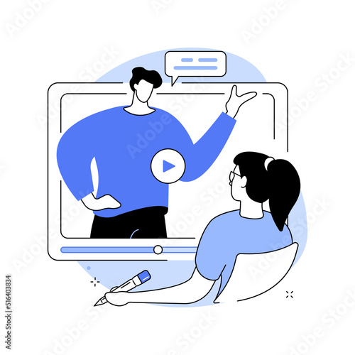 Online coaching isolated cartoon vector illustrations.