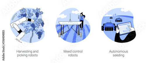 Robotic in agriculture isolated cartoon vector illustrations se