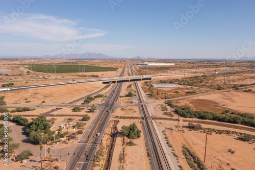 Arizona interstate 10 between Tucson and Phoenix, aerial  photo